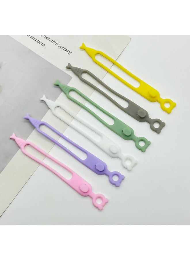 Loquat Hot Silicone Cable Tie Self-locking Colorful Strap Elastic Band Elastic Rubber Band Organiser Home Storage-Color:White - Image 4