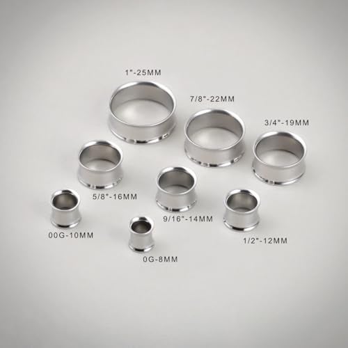 COOEAR Titanium Earrings Piercing Tunnels, 1 Pair Ear Gauges Stretchered Plugs, Steel Color Eyelet Body Jewelry 00g. - Image 5