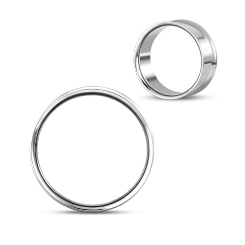 COOEAR Titanium Earrings Piercing Tunnels, 1 Pair Ear Gauges Stretchered Plugs, Steel Color Eyelet Body Jewelry 00g. - Image 1