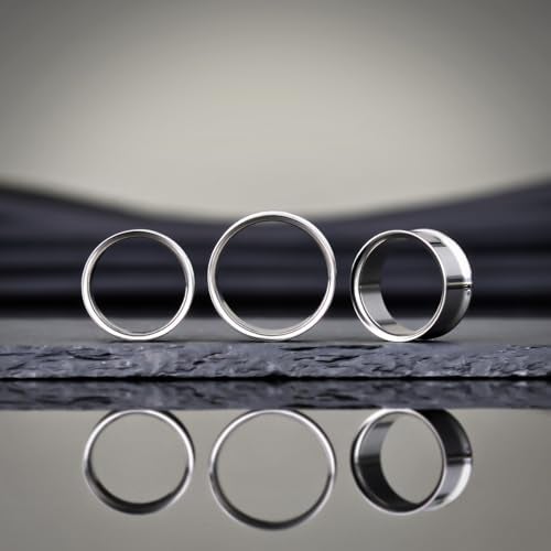COOEAR Titanium Earrings Piercing Tunnels, 1 Pair Ear Gauges Stretchered Plugs, Steel Color Eyelet Body Jewelry 00g. - Image 2