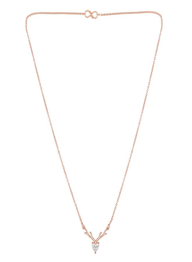Mahi Deer Heart Shaped Necklace Pendant Chain with Cubic Zirconia Valentine Gift for Women (PS1101846Z) - Image 5