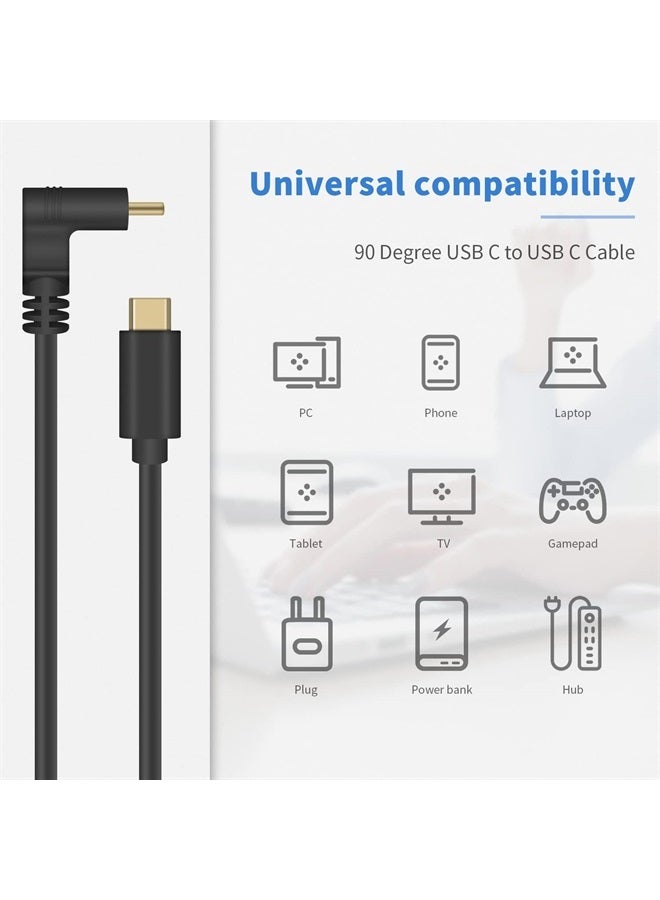 Poyiccot 90 Degree USB C to USB C Cable 1feet, Type C to Type C Fast Charging Cable, Short USB C Cable Up & Down Angled USB 3.1 Type C USB C to C Cable for Laptop & Tablet & Mobile Phone