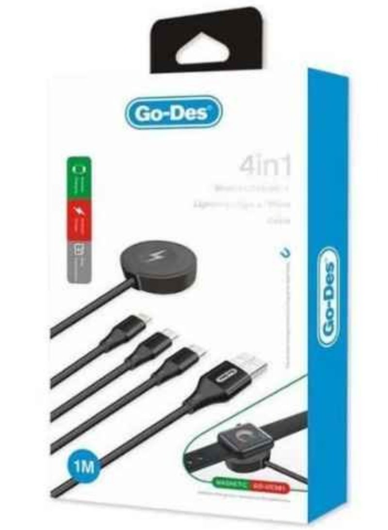 Go-Des 4 In 1 Wireless Smart Watch Charger And Multiple USB Fast Charging Cable For Multi-Purpose - Image 2