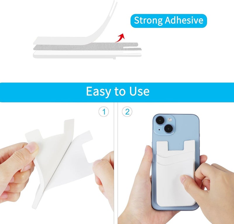 SS Phone Wallet, Card Holder for Phone Case Stick on Silicone Double Phone Pocket Suitable for iPhone Samsung Galaxy Any Smartphone 3 Pack - Image 4