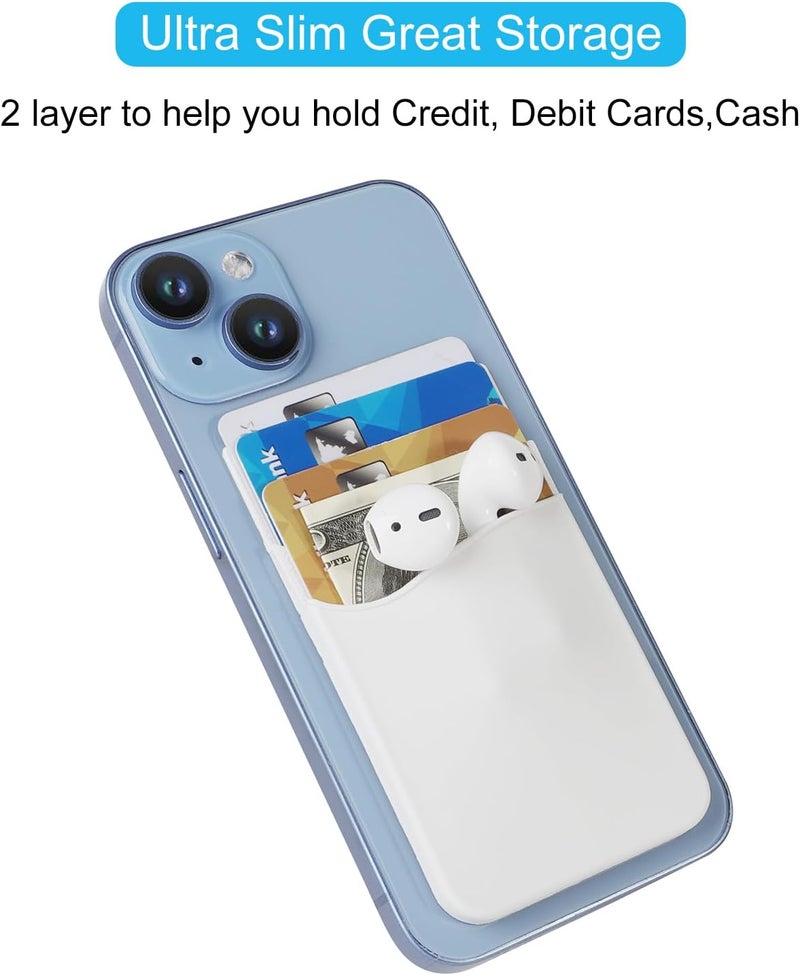 SS Phone Wallet, Card Holder for Phone Case Stick on Silicone Double Phone Pocket Suitable for iPhone Samsung Galaxy Any Smartphone 3 Pack - Image 3