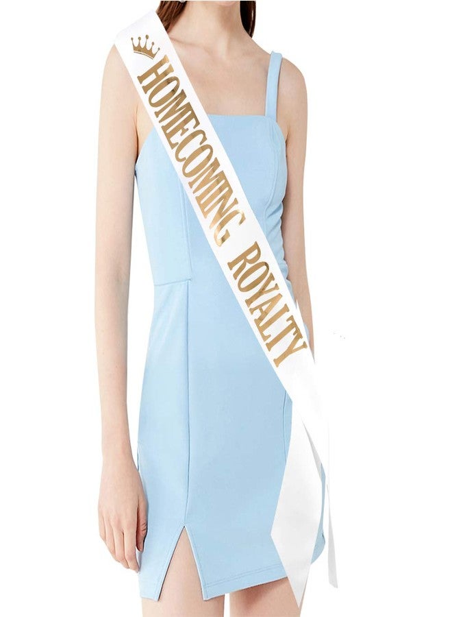 تي تي كوروك وشاح "ملكات العودة للوطن" - إكسسوارات حفلات التخرج والرقص المدرسي، أبيض بنقشة ذهبية - Image 2