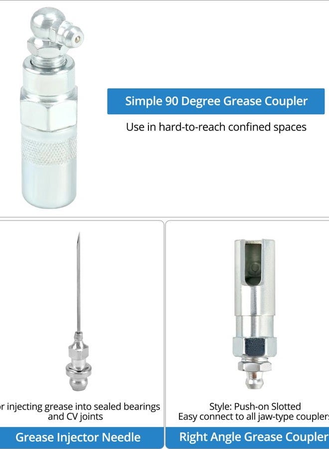 QWORK 9 - Piece Grease Gun Tip Set, Universal Grease Coupler Kit, for All Types of Grease Lubrication Applications, Quick Connect Grease Gun Fittings - Image 5