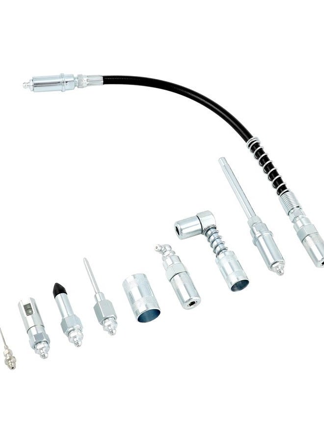 QWORK 9 - Piece Grease Gun Tip Set, Universal Grease Coupler Kit, for All Types of Grease Lubrication Applications, Quick Connect Grease Gun Fittings - Image 1