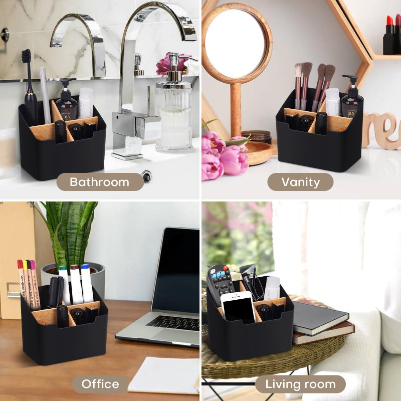 Ayswupt Toothbrush Holders for Bathrooms,Electric Toothbrush and Toothpaste Holder with Divider for Bathroom Countertop Organizer,Toothbrush Caddy for Kids Family Counter Vanity Storage Black - Image 5
