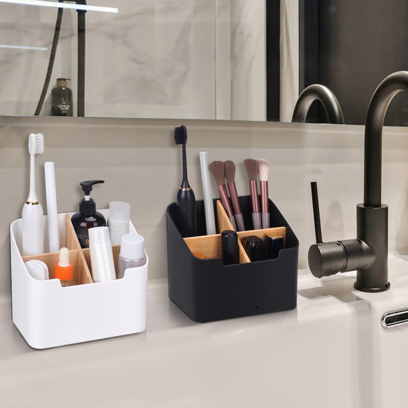 Ayswupt Toothbrush Holders for Bathrooms,Electric Toothbrush and Toothpaste Holder with Divider for Bathroom Countertop Organizer,Toothbrush Caddy for Kids Family Counter Vanity Storage Black - Image 4