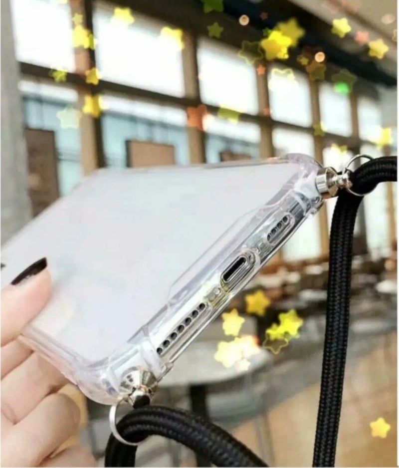 TahTicMer Apple iPhone 13 Pro Compatible Case Silicone Rope Neck Strap Shock Absorbing Antishock Cover TPU  - Image 4