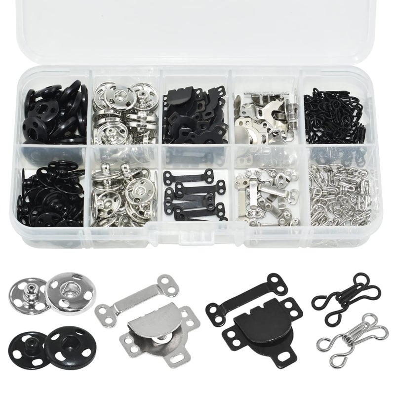Renashed 100 Pairs 3 Styles Skirt Hooks and Eyes Hook Closures Sewing Snaps Fasteners Press Studs Clothing Fixing Hook Sewing Hook and Eye Latch or Skirt Dress Bra Sewing DIY Crafting 