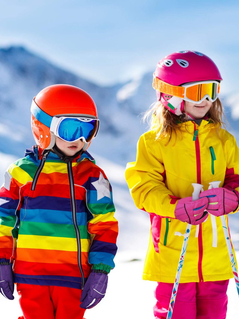 SATINIOR 2 Pairs Kids Waterproof Winter Snow Gloves Ski Gloves for Boy Girl Outdoor Warm Thickening Snowboard(Pink, Purple,10-15 Years) - Image 3