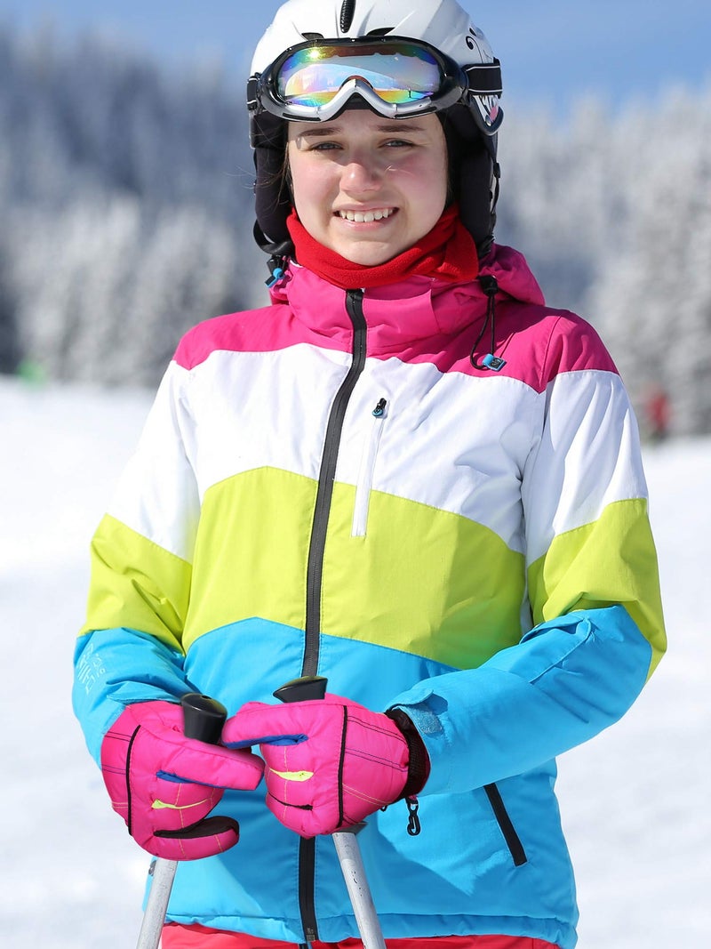 SATINIOR 2 Pairs Kids Waterproof Winter Snow Gloves Ski Gloves for Boy Girl Outdoor Warm Thickening Snowboard(Pink, Purple,10-15 Years) - Image 5