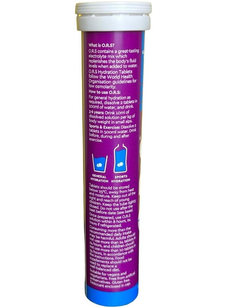 O.R.S - O.R.S Hydration Tablets with Electrolytes Vegan Soluble Hydration Tablets with Natural Blackcurrant Flavour, 48 Tablets (Pack of 4 x 12) - Image 1