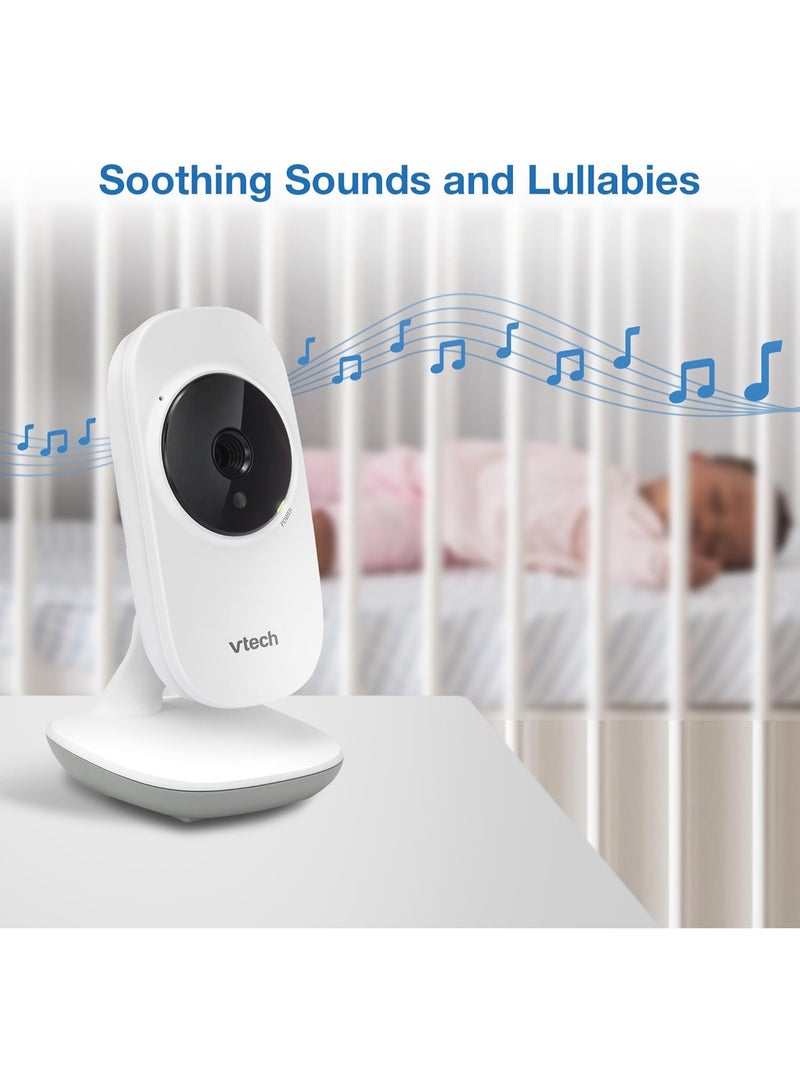 في تك جهاز مراقبة الأطفال بالفيديو VTech VM819 بدون واي فاي مزود بكاميرا - شاشة 2.8 بوصة، مدى 1000 قدم، عمر بطارية 19 ساعة، رؤية ليلية، مستشعر درجة حرارة، تهويدات - آمن وخاص - Image 5
