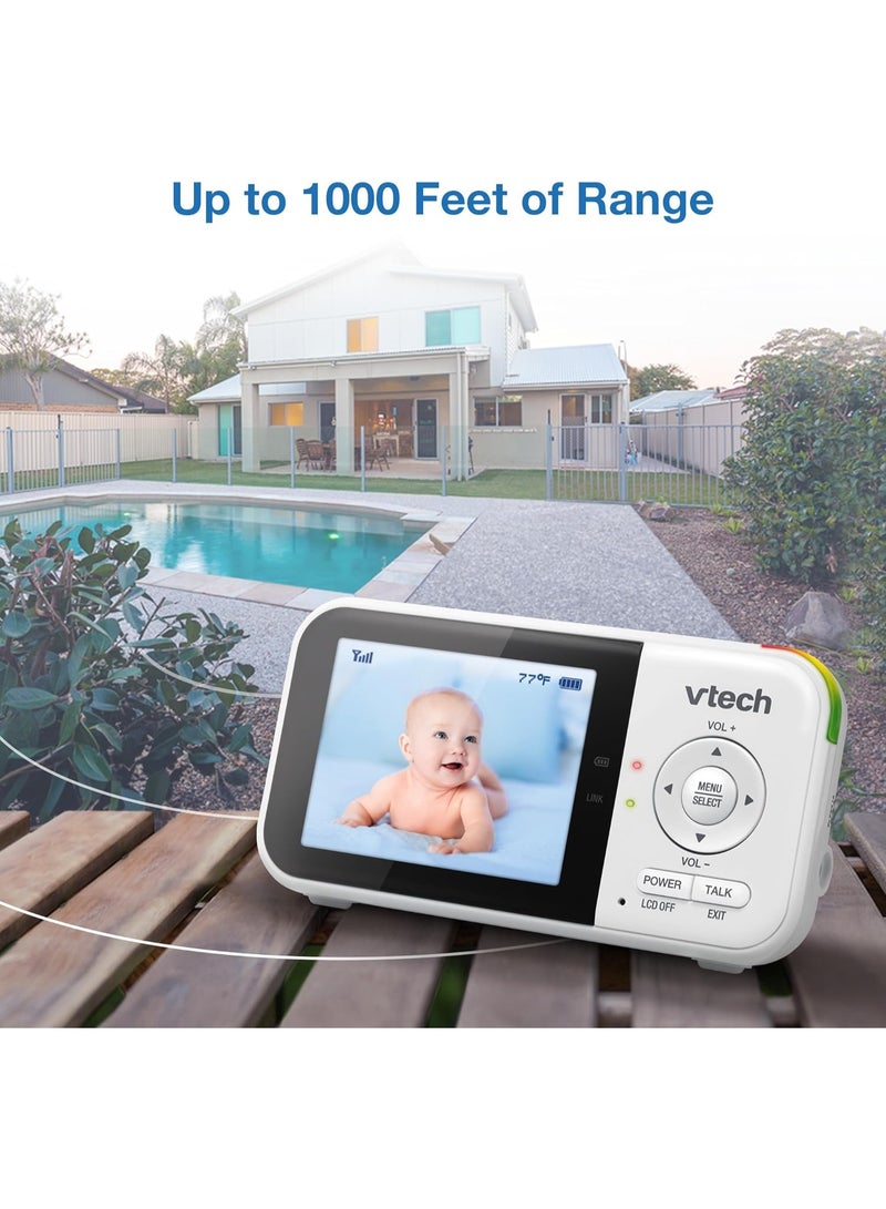 في تك جهاز مراقبة الأطفال بالفيديو VTech VM819 بدون واي فاي مزود بكاميرا - شاشة 2.8 بوصة، مدى 1000 قدم، عمر بطارية 19 ساعة، رؤية ليلية، مستشعر درجة حرارة، تهويدات - آمن وخاص - Image 2
