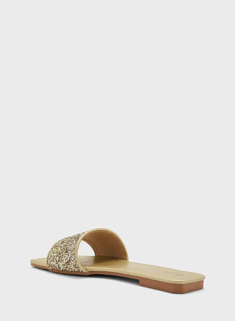Ginger Glitter Starp Flat Sandals