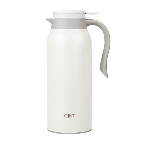 GiNT 51 Oz Stainless Steel Thermal Coffee Carafe, Double Walled Vacuum Insulated Flask, 12 Hour Heat Retention, 1.5 Liter Tea, Water, and Coffee Dispenser (Upgraded version White) - Image 1