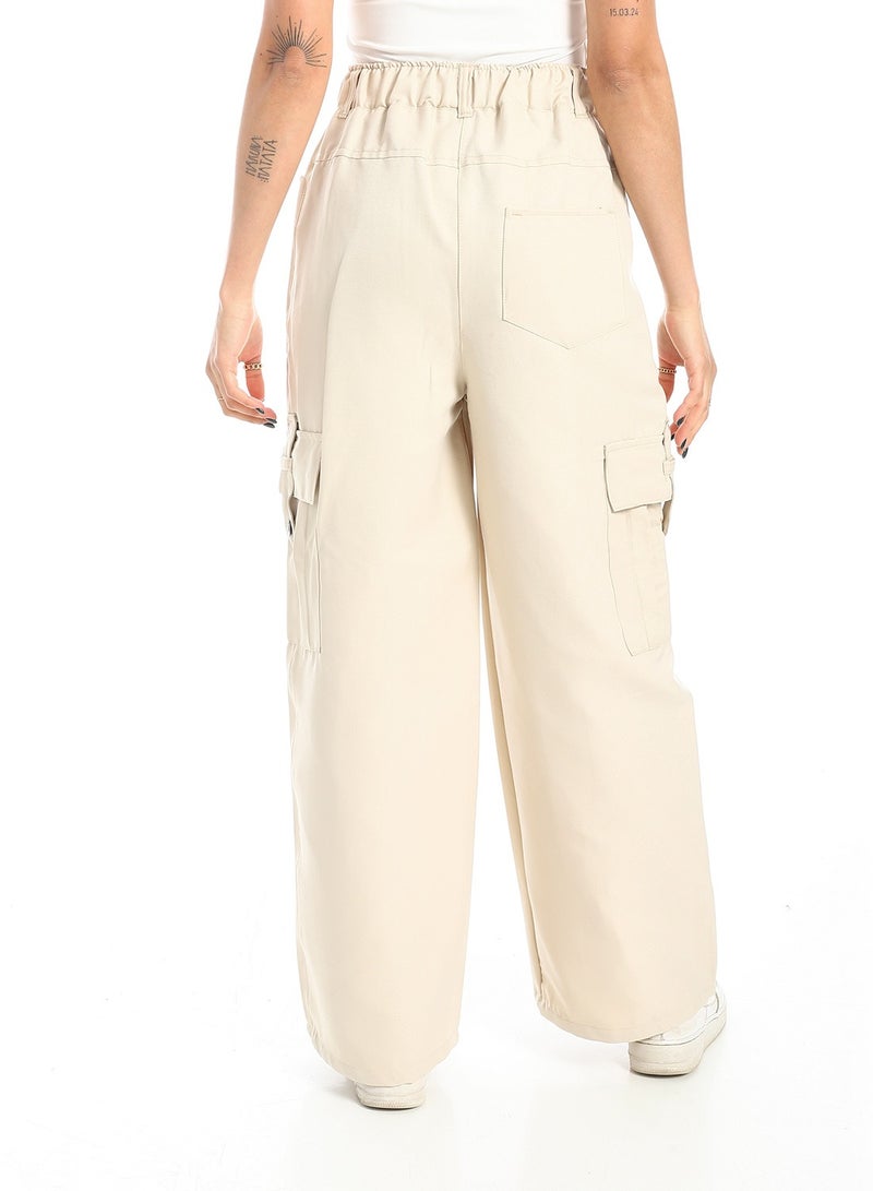 Andora High-Waisted Cargo Wide-Leg Convertible Pant_Beige - Image 3