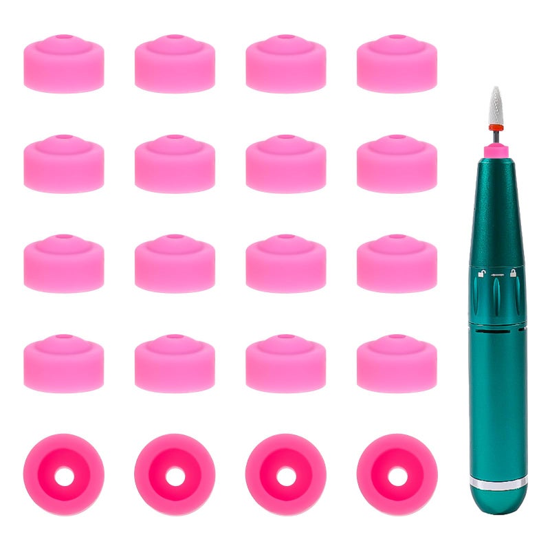 20 PCS Drill Nail Dust Collector Pink Dustproof Protector Caps Nail Art Tools Drill Dust Collector Nail Filer Plastic Cap Nail Art Tools Silicone Dust Stopper for Nail Drill