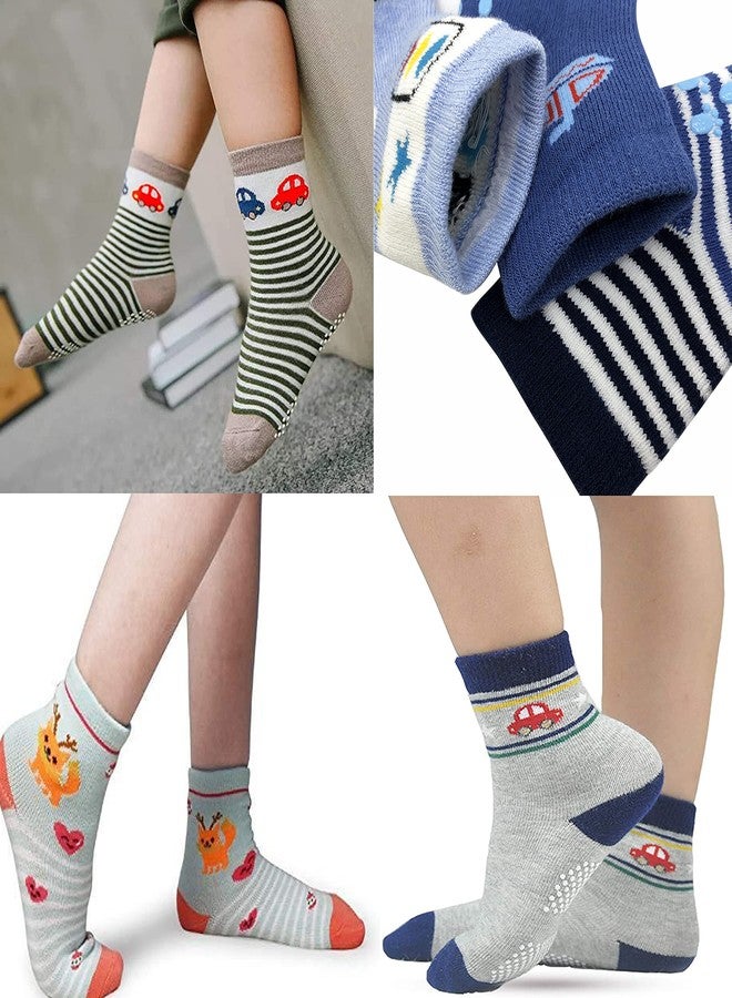 Kidbee Baby Boy's Organic Cotton Anti Skid Grip Socks (Boys Color) (12-18 Months, 4 Pairs) - Image 5