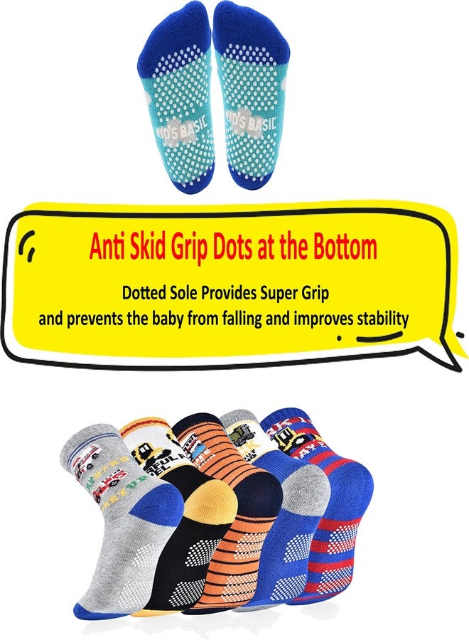 Kidbee Baby Boy's Organic Cotton Anti Skid Grip Socks (Boys Color) (12-18 Months, 4 Pairs) - Image 4
