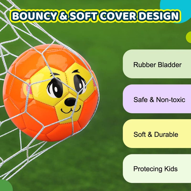 Dilabnba Mini Soccer Balls for Kids Toddlers 6-12 Months, 6'' Bouncy Soccer Footballs Sport Gear, Cute Little Animal Face Balls, Cool Soft Ball Gift for Girls Boys 2 3 4 5 6 7(3 PCS) - Image 3