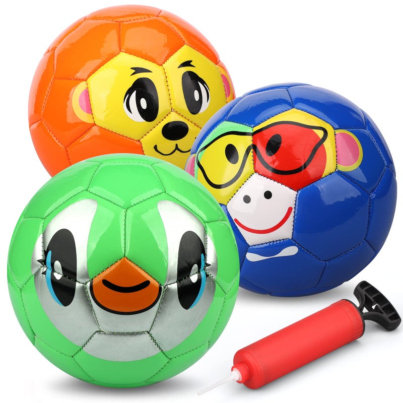 Dilabnba Mini Soccer Balls for Kids Toddlers 6-12 Months, 6'' Bouncy Soccer Footballs Sport Gear, Cute Little Animal Face Balls, Cool Soft Ball Gift for Girls Boys 2 3 4 5 6 7(3 PCS) - Image 1