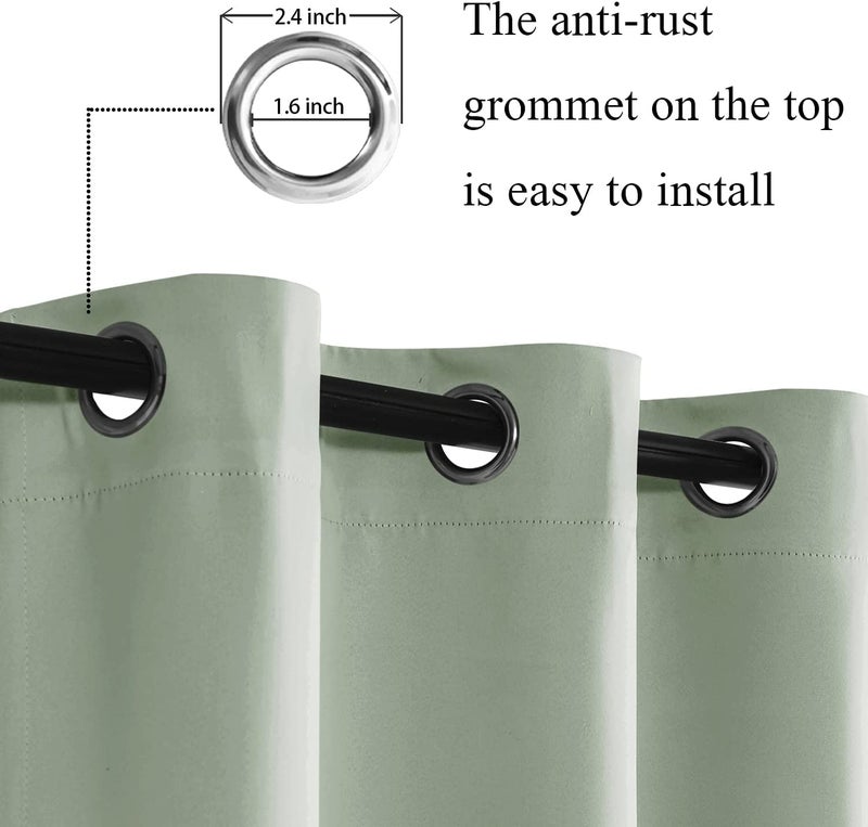 JIUZHEN Light Green Blackout Curtains with Tiebacks Thermal Insulated  Light Blocking and Noise Reducing Grommet Curtains for and Living Room  Set of 2 Window Curtain Panels  42 x 72 Inch Length - Image 2