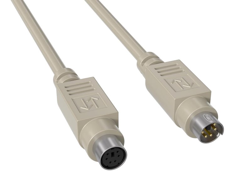 Cable Leader CableLeader 6ft Mini-DIN6 Male to Female PS/2 Keyboard/Mouse Extension Cable, Mini Din 6 pin Cable for Computer PC Keyboard/Mouse/KVM/Barcode Scanner, Beige - Image 1