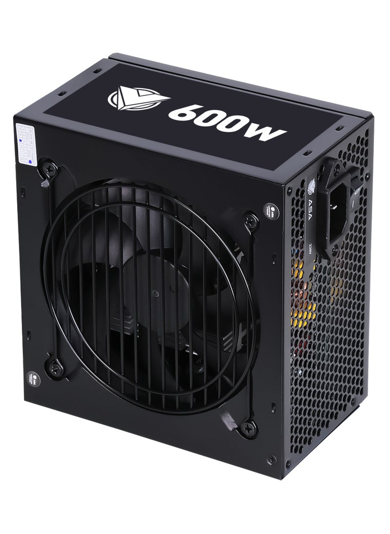 ASA - Power Systems Supply for PC, 600W High-End Power Supply Unit Low-Noise, Sleeved Cables, ATX, 80 Plus White, Certification with High Efficiency - Image 1