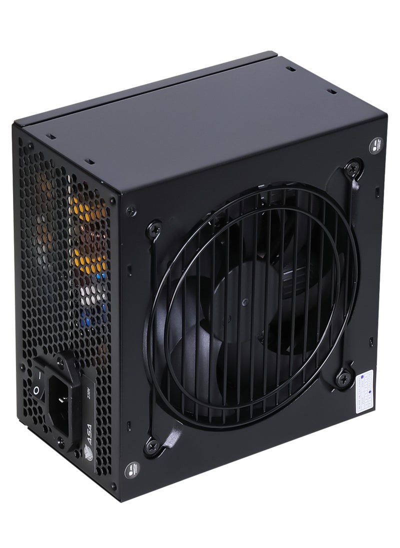 ASA - Power Systems Supply for PC, 600W High-End Power Supply Unit Low-Noise, Sleeved Cables, ATX, 80 Plus White, Certification with High Efficiency - Image 1