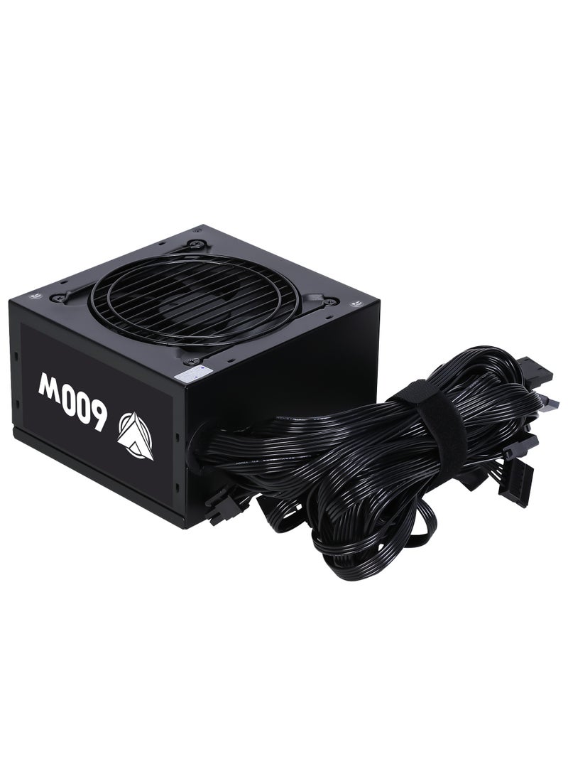 ASA - Power Systems Supply for PC, 600W High-End Power Supply Unit Low-Noise, Sleeved Cables, ATX, 80 Plus White, Certification with High Efficiency - Image 1