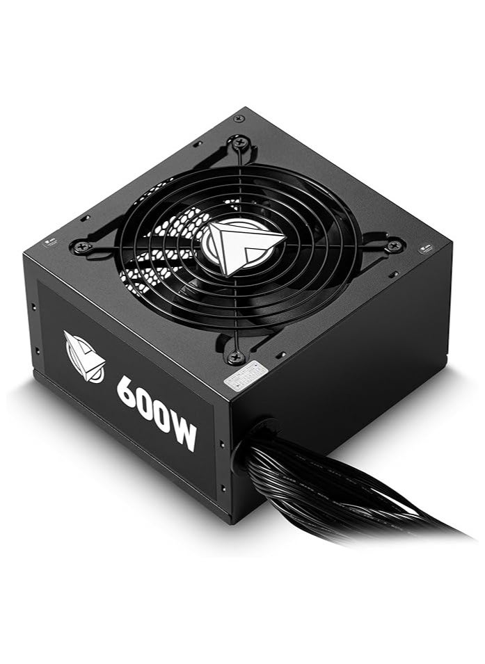 ASA - Power Systems Supply for PC, 600W High-End Power Supply Unit Low-Noise, Sleeved Cables, ATX, 80 Plus White, Certification with High Efficiency - Image 1
