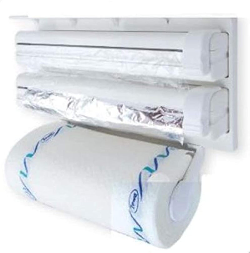 Triple Paper Dispenser For Cling Film Wrap Aluminium Foil And Kitchen Roll