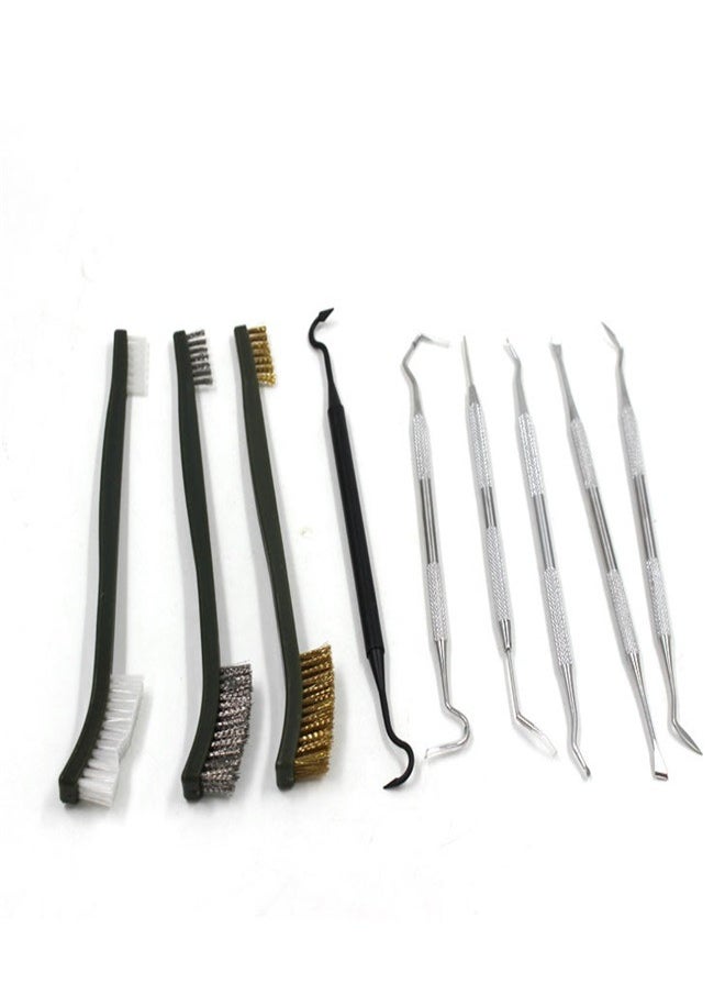 Generic - Pipe Unblock Cleaning Brush Pipe Brush Hook Needle Industrial Nylon Double-Headed Toothbrush Wire Brush Set Stainless Steel Bristles Cleaning Tool Kit for Car Kitchen Gas Stove Cleaning Tool - Image 1