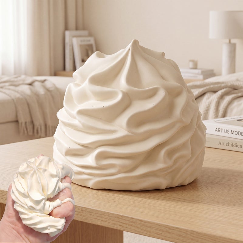 DOWMOO White Cream Squishy Toy – Soft Silicone Realistic Stress Reliever - Image 1