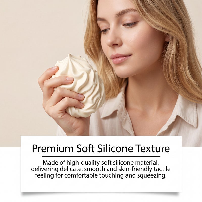 DOWMOO White Cream Squishy Toy – Soft Silicone Realistic Stress Reliever - Image 2