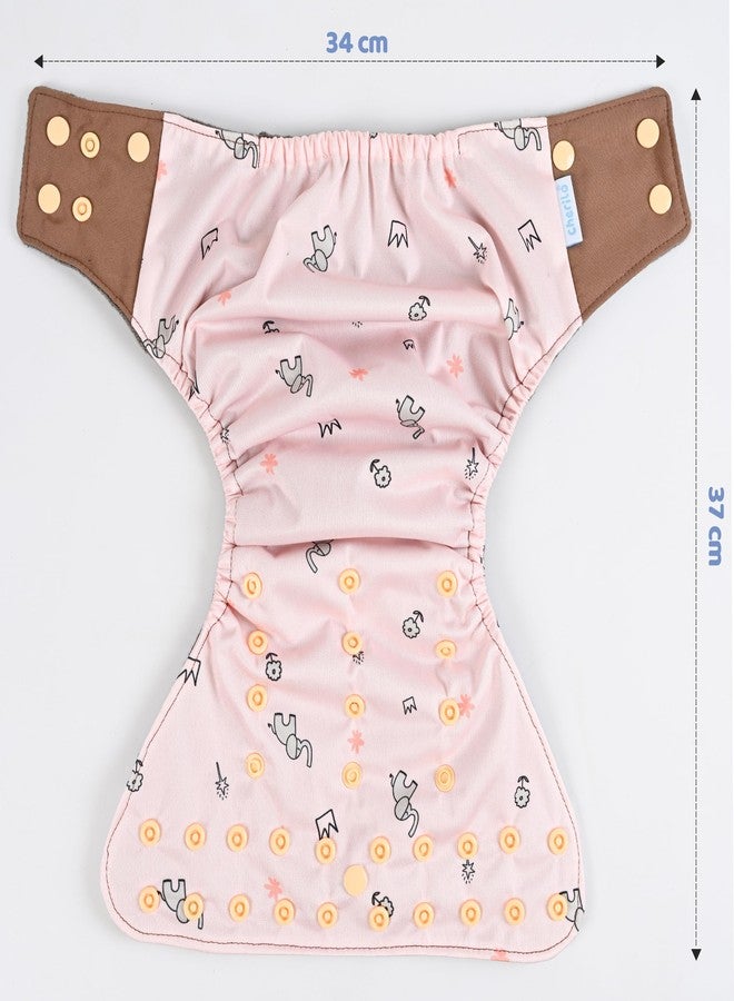 Cherilo حفاضات شيريلو القماشية القابلة لإعادة الاستخدام للأطفال حديثي الولادة من عمر 0 إلى 3 سنوات، مانعة للتسرب، حفاضات قماشية قابلة للغسل، لا تسرب جانبي، حفاضات جيب قابلة للتعديل بمقاس حر (حفاضة بنقشة تاج الطفل + حشوة واحدة) - Image 2