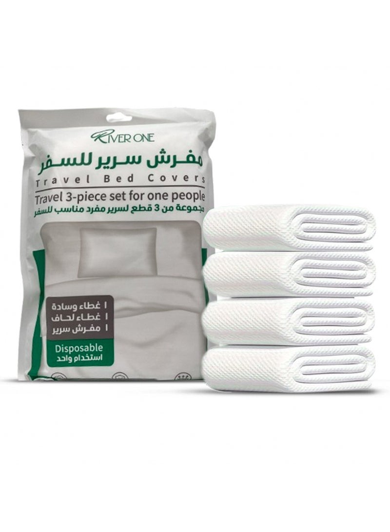 Disposable Bedding Set for Travel – 3-Piece Set | 1 Bed Sheet (180x230 cm), 1 Quilt Cover (160x230 cm), 1 Pillowcase (50x80 cm) | Portable, Hygienic & Compact for Hotels, Camping, Business Trips –White  - Image 1