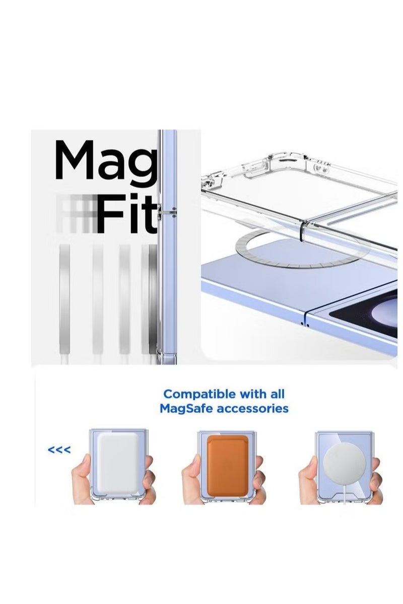 UMIXPRO Magnetic Clear Case for Samsung Galaxy Z Flip 5 5g Support Magsafe and Wireless Charger Transparent Shockproof and Drop Proof Hard PC Phone Cover for Galaxy z flip 5 - Image 2