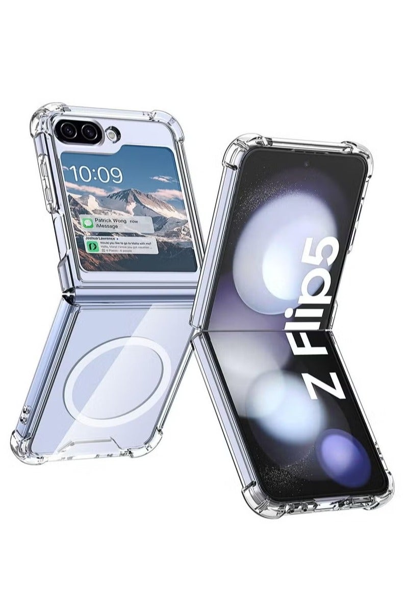 UMIXPRO Magnetic Clear Case for Samsung Galaxy Z Flip 5 5g Support Magsafe and Wireless Charger Transparent Shockproof and Drop Proof Hard PC Phone Cover for Galaxy z flip 5 - Image 1