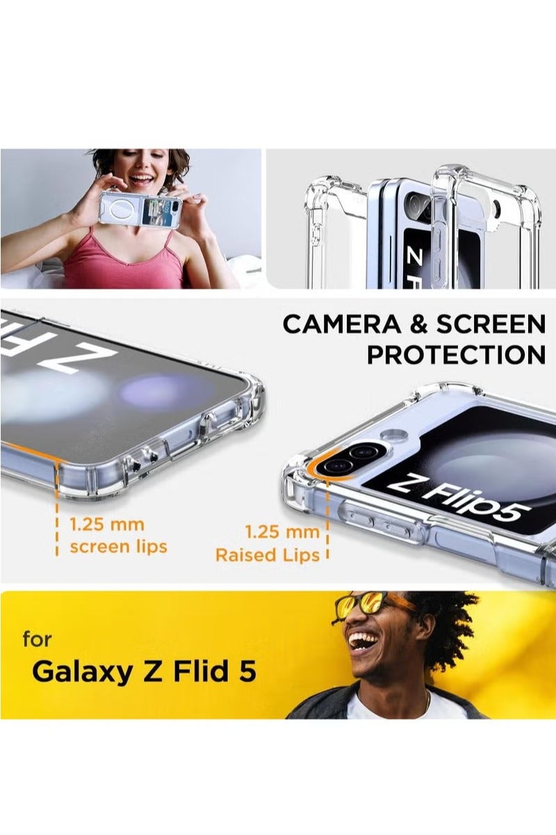 UMIXPRO Magnetic Clear Case for Samsung Galaxy Z Flip 5 5g Support Magsafe and Wireless Charger Transparent Shockproof and Drop Proof Hard PC Phone Cover for Galaxy z flip 5 - Image 4