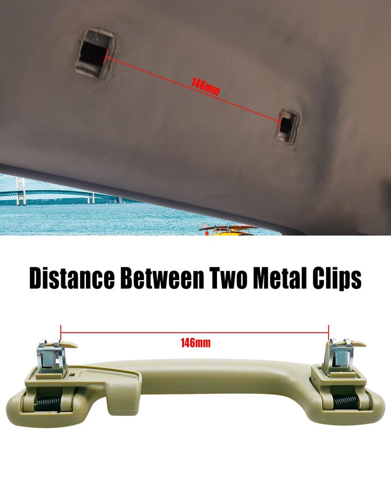 PNYZIK Auto Roof Pull Handle Grab Rail with Hook Fits for Toyota Rav4 Yaris Aruis and More Replace 74610-52020 74610-52030 74619-0M010 74683-8010, Beige Gray Rear Handrail LH=RH, 1PC - Image 3