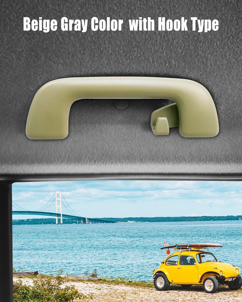 PNYZIK Auto Roof Pull Handle Grab Rail with Hook Fits for Toyota Rav4 Yaris Aruis and More Replace 74610-52020 74610-52030 74619-0M010 74683-8010, Beige Gray Rear Handrail LH=RH, 1PC - Image 2