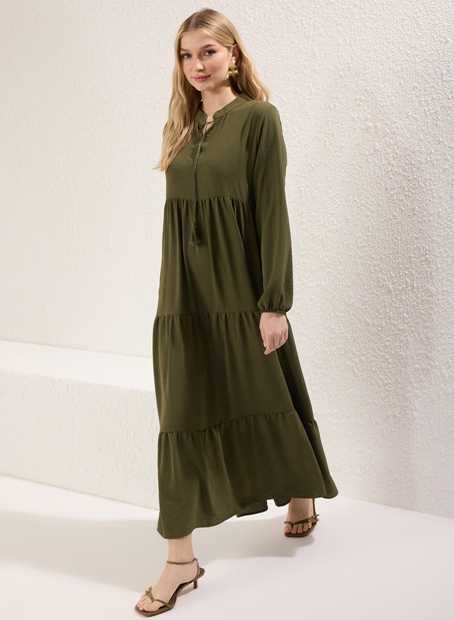 trendyol Green Aerobin Tassel Lacing Detailed Woven Dress - Image 2