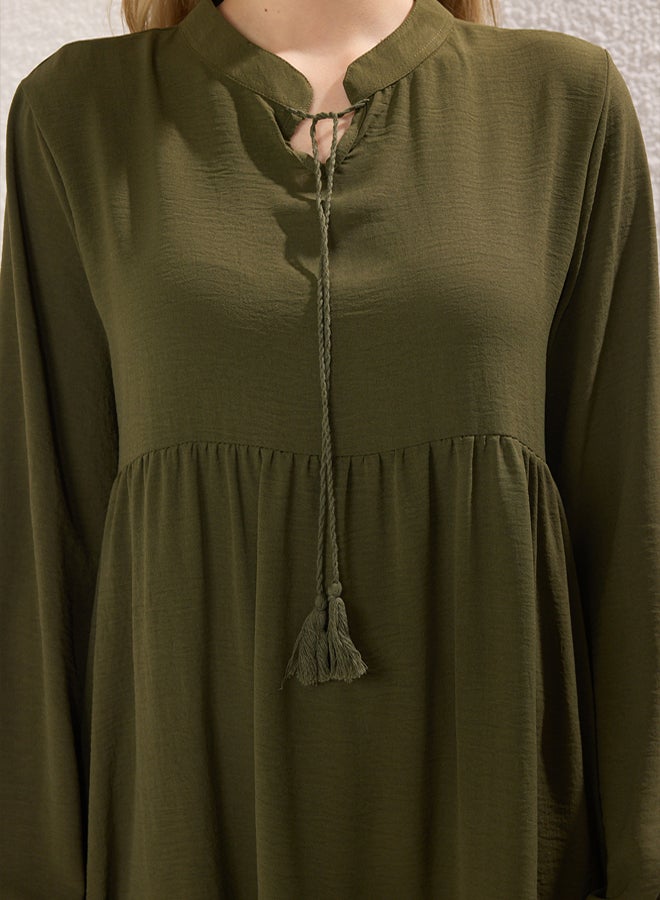 trendyol Green Aerobin Tassel Lacing Detailed Woven Dress - Image 3