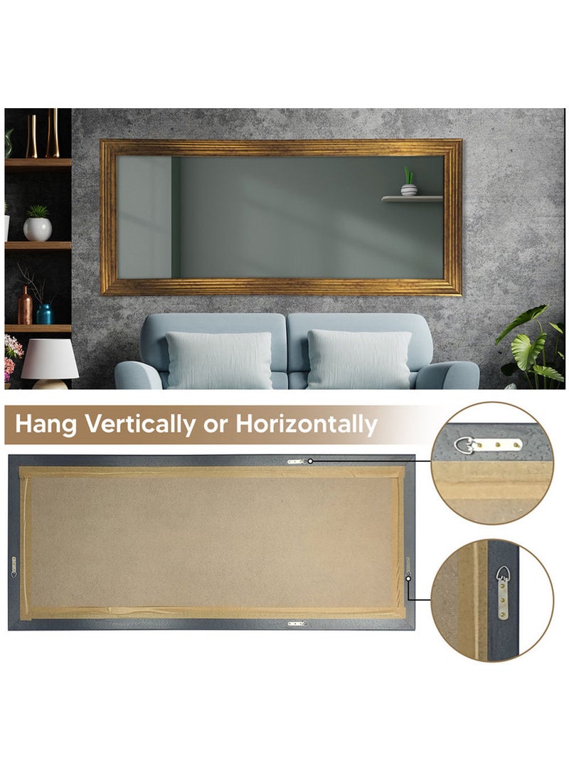 Decorhills Strong Full-Length Dressing Mirror 75x175cm | Large Rectangular Wall-Mounted Mirror for Bedroom, Living Room, Foyer | Thick PVC Frame for Durability & Modern Home Décor - Gold - Image 2