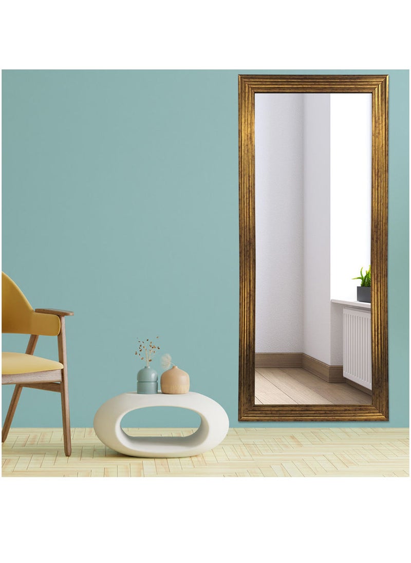 Decorhills Strong Full-Length Dressing Mirror 75x175cm | Large Rectangular Wall-Mounted Mirror for Bedroom, Living Room, Foyer | Thick PVC Frame for Durability & Modern Home Décor - Gold - Image 1